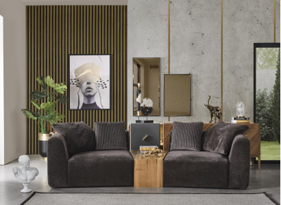 Viersitzer Sofa 4 Sitzer Sofas Modern Design Stoff Polyester Schwarz